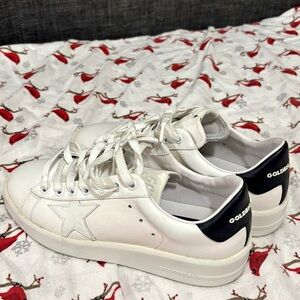 Golden Goose White Sneakers with Black Heel